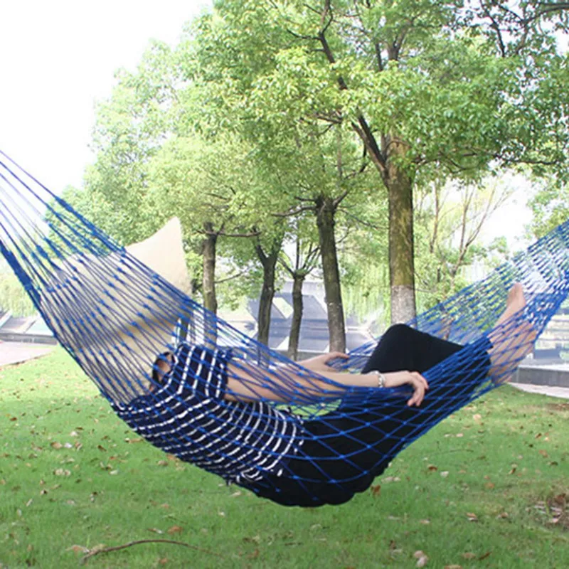 Hammocks Outdoor Leisure Nylon Rope Net Hammock Single Adult Children Swing  Students Dormitory Nap Hanging Bed From Sophine11, $30.8