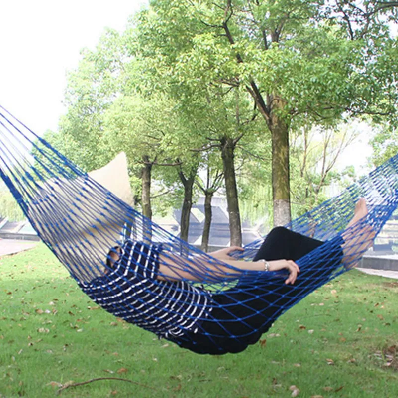 Hammocks Outdoor Leisure Nylon Rope Net Hammock Single Adult