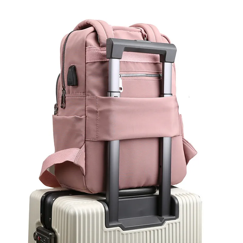 Girls Laptop Backpacks Pink Men USB Charging Bagpack Women Travel