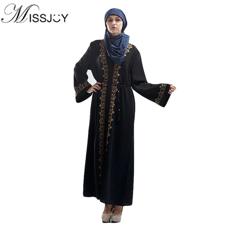 Roupas étnicas Missjoy Caftan Abaya Dubai Arabian Muçulmano Partido Vestidos Cardigan Manga Longa Mulheres Kaftan Ropa Arabe Mujer Turkish Slam Dres