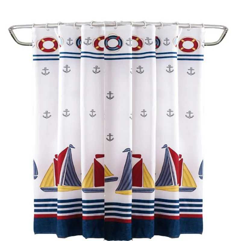 Waterproof Nautical Style Bathroom Nautical Shower Curtains With Cartoon  Boat Design And Ring Hooks For Kids From Sunrise5795, $8.24