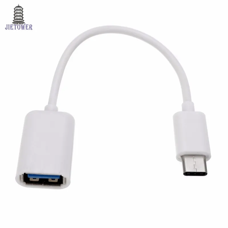 500pcs/lot 16.5cm Mini White/Black Type-C Cable Adapter USB 3.1 Type-C Male to USB 2.0 A Female OTG Data Cable Cord Adapter