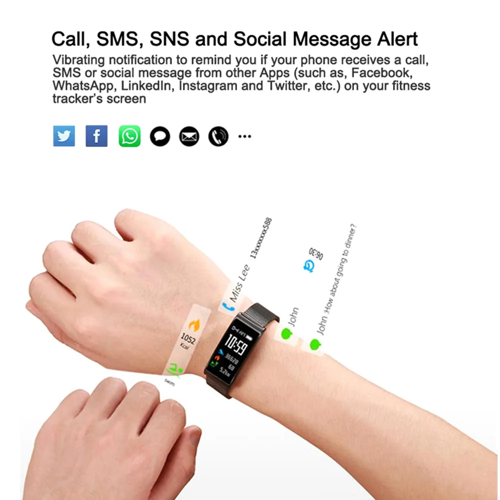 スマートスポーツブレスレット血圧腕時計メッセージアラートIP68アンズ電子機械のiPhone iOSのための防水フィットネス歩数計トラッカースマートウォッチ