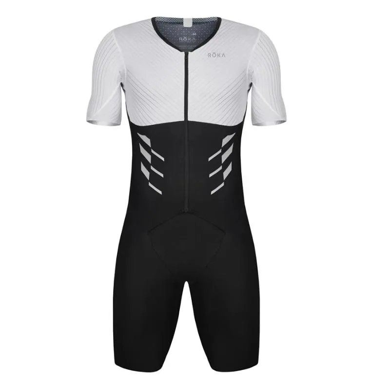 ROKA summer mens cycling skinsuit trisuit triathlon cycling jersey ciclismo swimming running MTB bike clothing non-slip webbing