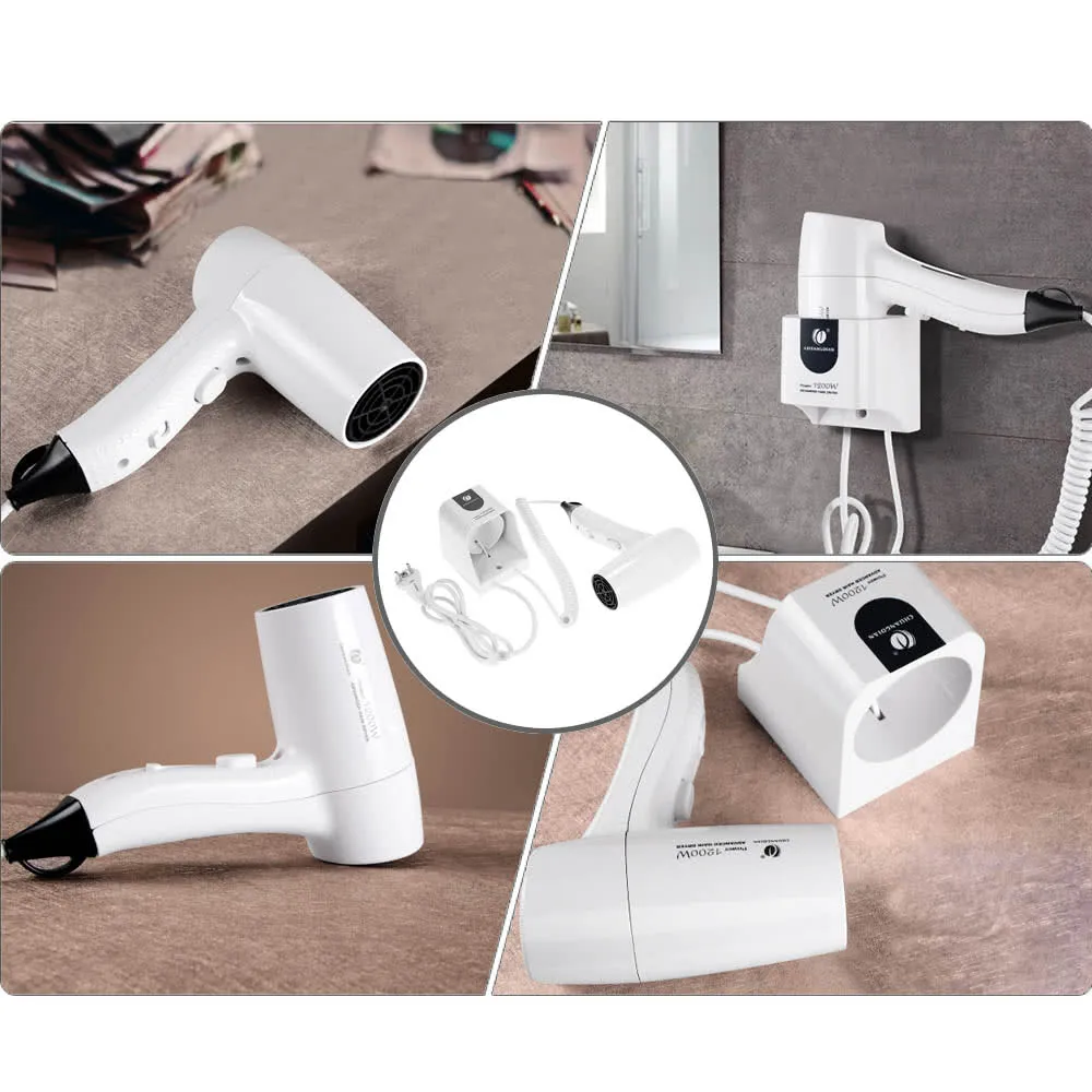 Hot and Cold Wind Wall-mounted Bathroom 1200W EU Plug Blow Dryer Hair Tools for Travel Home Hotel