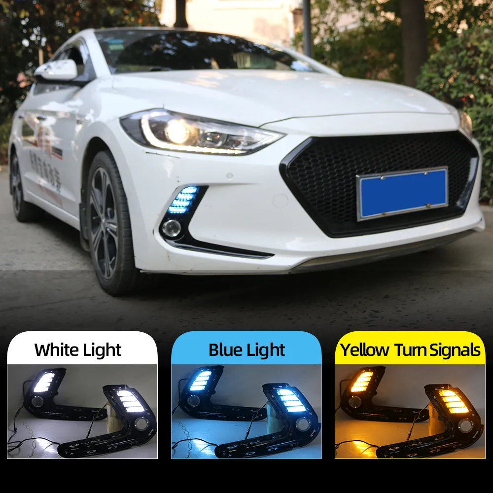 2st för Hyundai Elantra 2016 2017 2018 LED CAR DRL DAGTIME RUNNING LJUS DAGLIGHT Vattentäta signallampor