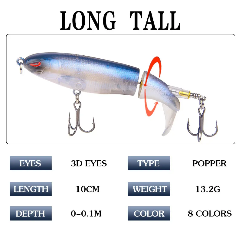 Fishing Lures 10cm 13g Wobbler Top Water Lure Artificial Bait Soft Rotating  Tail Fishing Tackle Hard Baits2698711 From Cjrj, $8.05