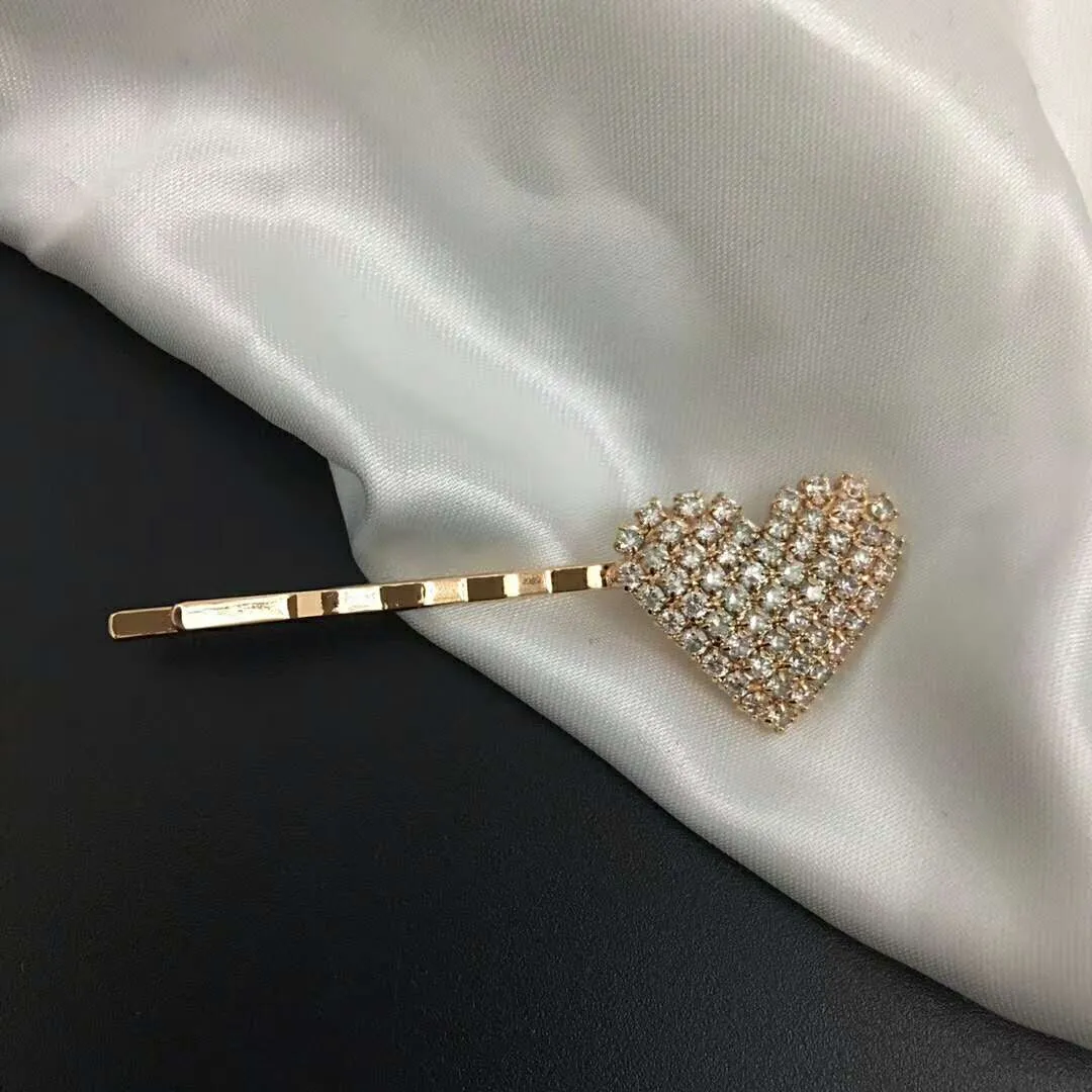 Moda Bling Bling Rhinestone corazón diseñador Pinza para el cabello gilr Pinza para el cabello moda hecha a mano Accesorios para el cabello para fiesta de regalo envío gratis