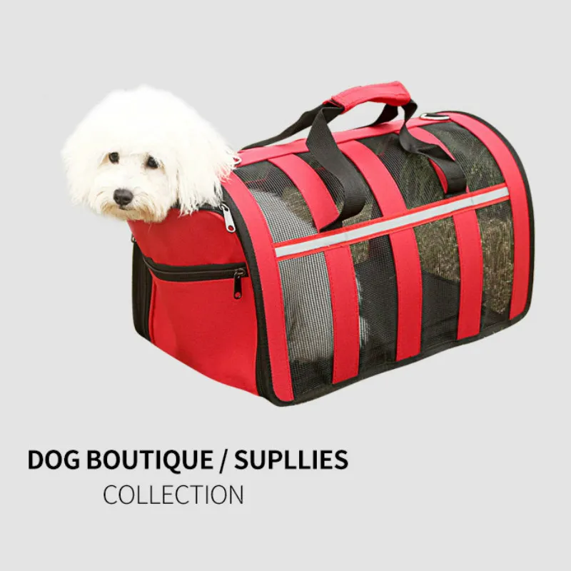 Dog Cat Handbag Four Sided Breathable Net Pet Bag Cage Out Portable