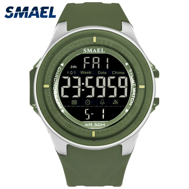 LED Digital Wristwatches Luxury Brand SMAEL Men Clock Automatic Sport Watches Alarm Reloje Hombre 1380 Army Watch Waterproof Men290L