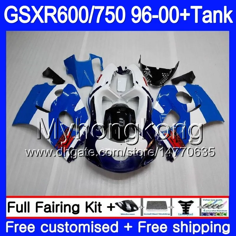 Body + Tank Voor SUZUKI SRAD GSXR 750 600 GSXR600 96 97 98 99 00 291HM. 21 GSXR-600 Voorraad blauw hot GSXR750 1996 1997 1998 1999 2000 Stroomlijnkappen