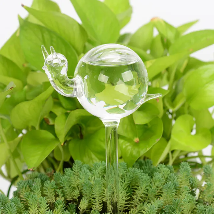 10st Clear Glass Self Watering Globe Lampa, Söt Transparent Fågel Snigel Mushroom Star Shaped Holiday Automatisk Vattendispenser Device