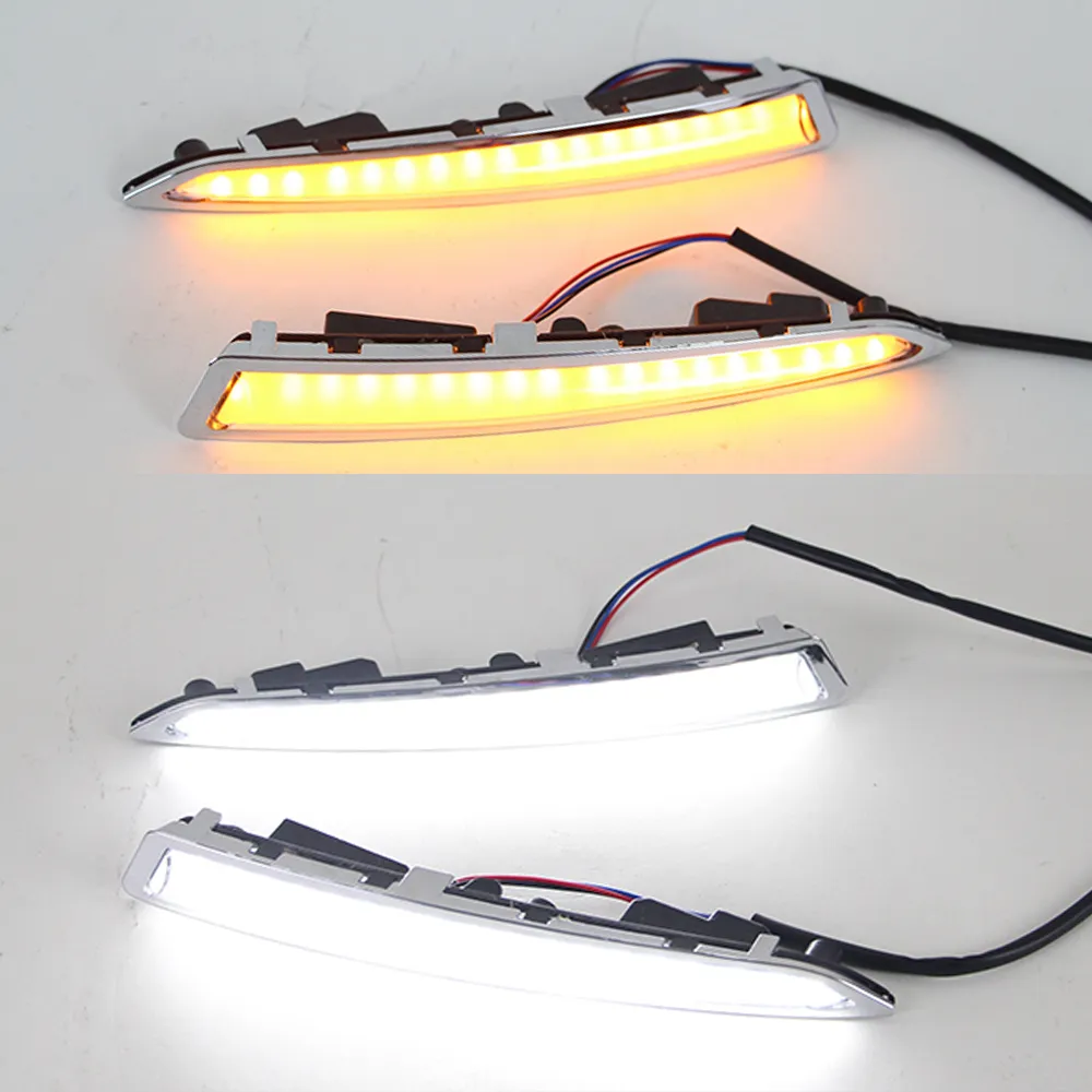 1 Conjunto de luz diurna de led drl luz diurna com pisca amarela para Ford Kuga Escape 2014 2015 2016 2017