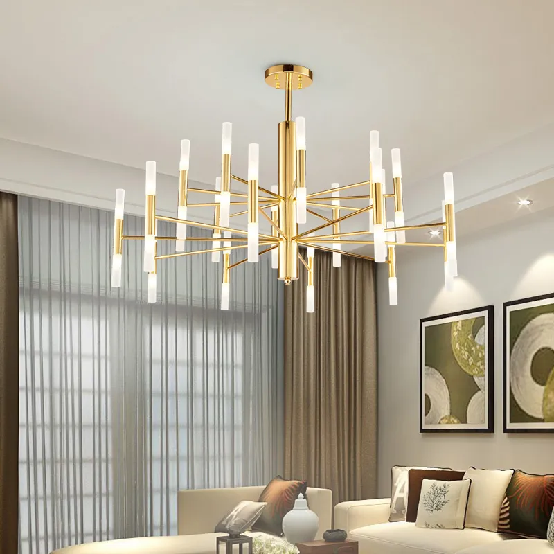 Modern Fashion Designer Black Gold Led Ceiling Art Deco Suspended Chandelier Light Lamp for Kitchen Living Room Loft Bedroom