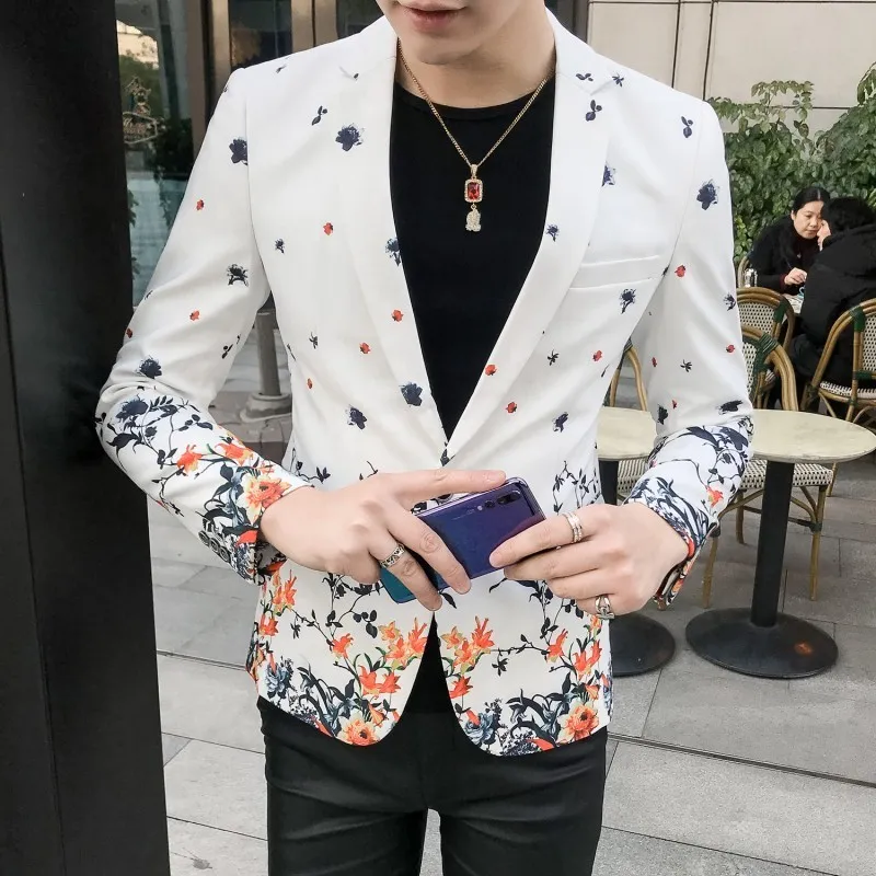 Primavera Nuevo patr n Moda Impresi n Traje de hombre Discoteca Traje de hombre Vestido para hombre Blazers floreados Estilos para hombre ocasionales