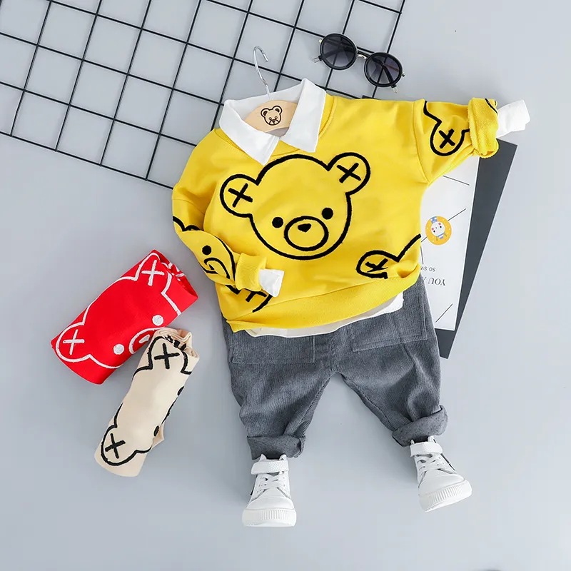 ZWXLHH 2019 Nuovo stile Baby Boy Girls Set di abbigliamento Bambini Abbigliamento per bambini Completo Toddle Bear Head T Shirt Pantaloni Abito casual SH190907