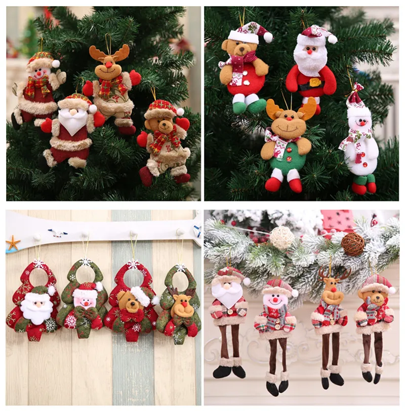 Árvore de Natal Decoração de Natal Pingentes brinquedo Fora Ornamento de suspensão do Papai Noel Boneco de urso boneca para Home Decor caçoa o presente YD0435