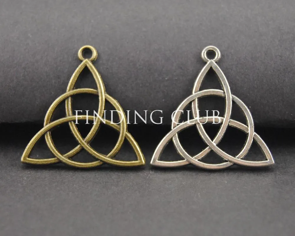 200 pièces 2 couleurs noeud Triquetra pendentif à breloques Bracelet en métal collier bijoux résultats A107/A313