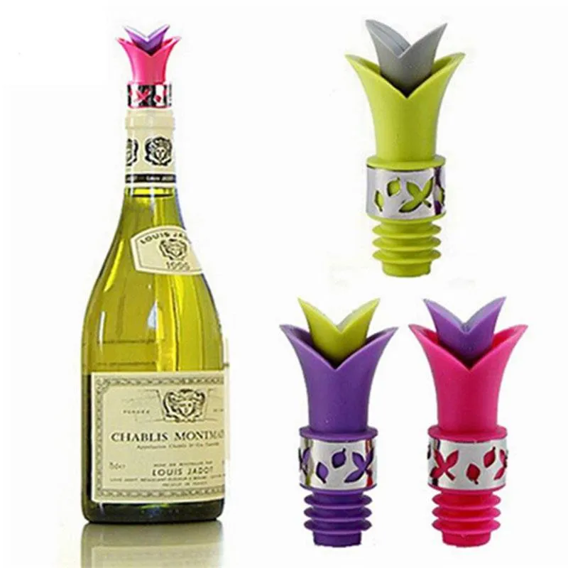 Food Grade Silicone Lily Wine Bottle Stoppers Bottle Cap Wine Plug Durable Wine Pourer Anti Spill Tools Kitchen Bar Tool