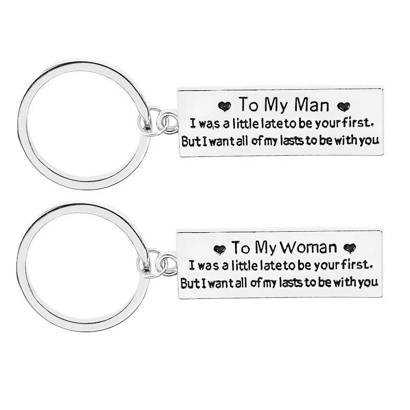 To my woman To my man LOVER AWESOME ALLOY KEYRING KEYCHAIN KEYRINGS KEYFOB KEY CHAIN KEY RING FOR BELT TOTE BAG SLING BAGS CAR KEY