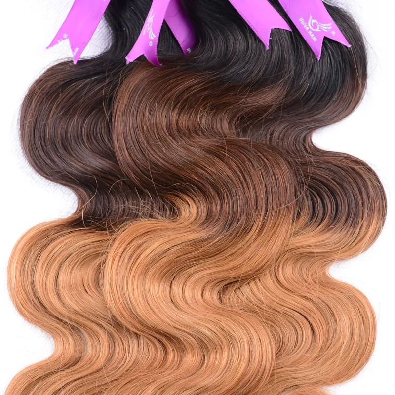 7A Irina Hair Products Brazilian Virgin Hair Ombre Body Wave Cheap 4 Bundles Ombre Unprocessed Brazilian Remy Human Hair Weave Ombre 1B/4/30