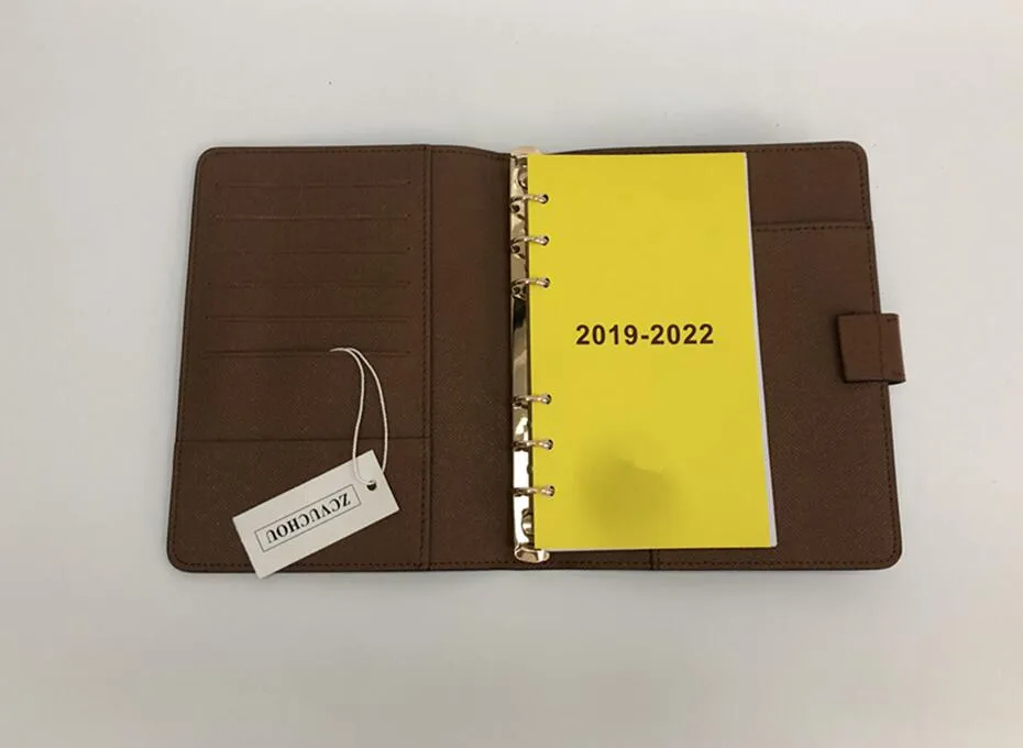 Europe and America Brand Agenda Brand Note BOOK Cover Leather Diary Leather with dustbag and Invoice card Note books Hot Sale Style Gold rin