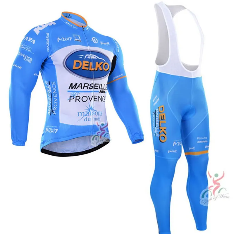 Cykeltröja sätter Delko Team Cycling Long Sleeves Jersey Bib Pants Set 2019 Hot Sale Men Mtb Bike Breattable Racing Bicycle Clothing 240327