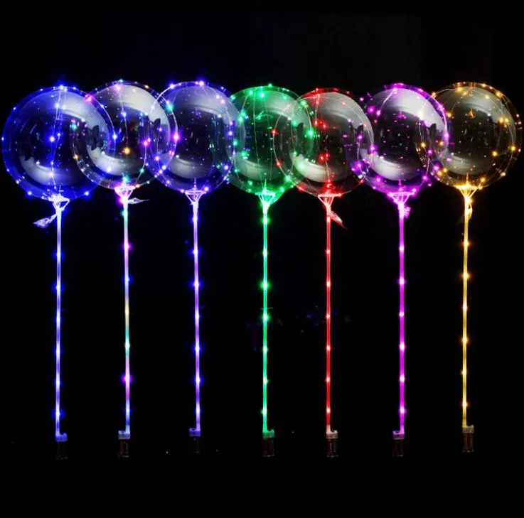 Palloncini lampeggianti a LED Illuminazione notturna Bobo Ball Decorazione multicolore Palloncino Palloncini luminosi decorativi con bastoncino Forniture per feste SN1743