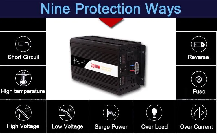 24V Power Inverter Pure Sine Wave 3000W DC 12V 24V 48V To AC 110V 220V ...