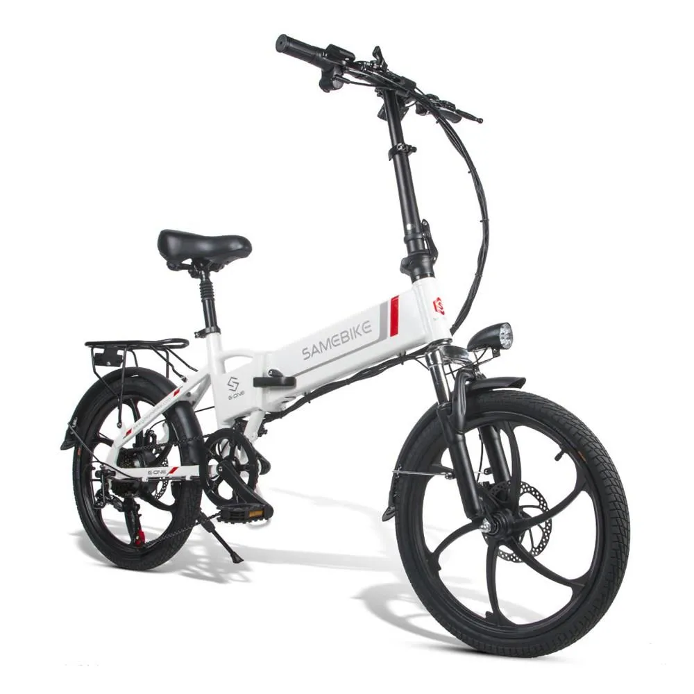 SameBike 20LVXD30 Portable Folding Smart Electric Moped Bike 350W Motor Max 35km / H 20 tums däck - Vit