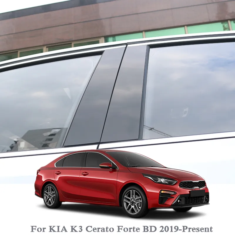 6PCS سيارة التصميم لكيا K3 سيراتو فورتا BD 2019 - الحاضر نافذة السيارة تريم ملصق الأوسط العمود ملصقات PVC اكسسوارات خارجية