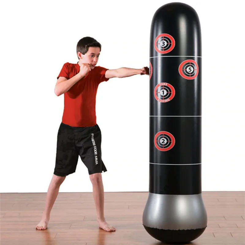 Sacco da boxe gonfiabile Sacco a torre per punzonatura da stress Boxe Base d'acqua in piedi Allenamento Sollievo dalla pressione Sacco di sabbia di rimbalzo con Pum