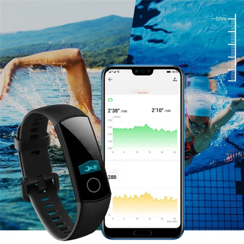 Original Huawei Honor Watch 4 NFC Smart Bracelet Heart Rate Monitor Wearable Sport Tracker Health Armbandsur för Android iPhone IOS-telefon