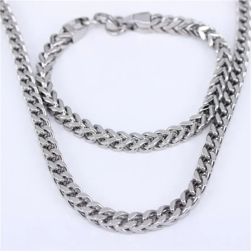 6MM Big Gold Color Cuban Link Chain Necklace And Bracelet Set Hip Hop Trendy Chunky Men Jewelry Set