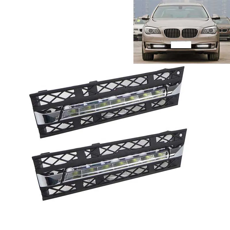 White Daytime Running Lights DRL LED Fog Lamp For 7 Series F01 F02 730i