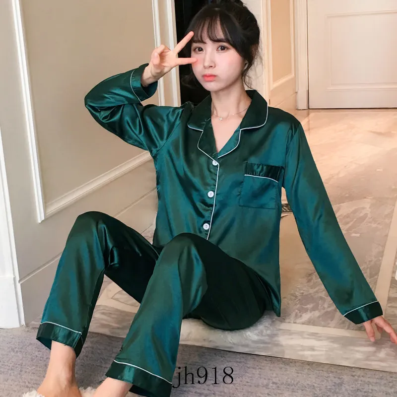 Women`s Two Piece Pant Spring Autumn Summer Ice Silk Printed Letter Pajamas Ladies Home Service Two-piece Suit Lady Sleepwear