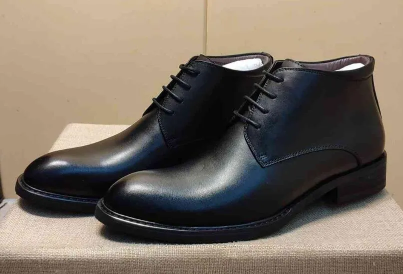 Nuevos botines de vaquero de tacón bajo de cuero de vaca con cordones para otoño e invierno de lujo nuevos para hombre pantalones cortos botas informales SZ38-44