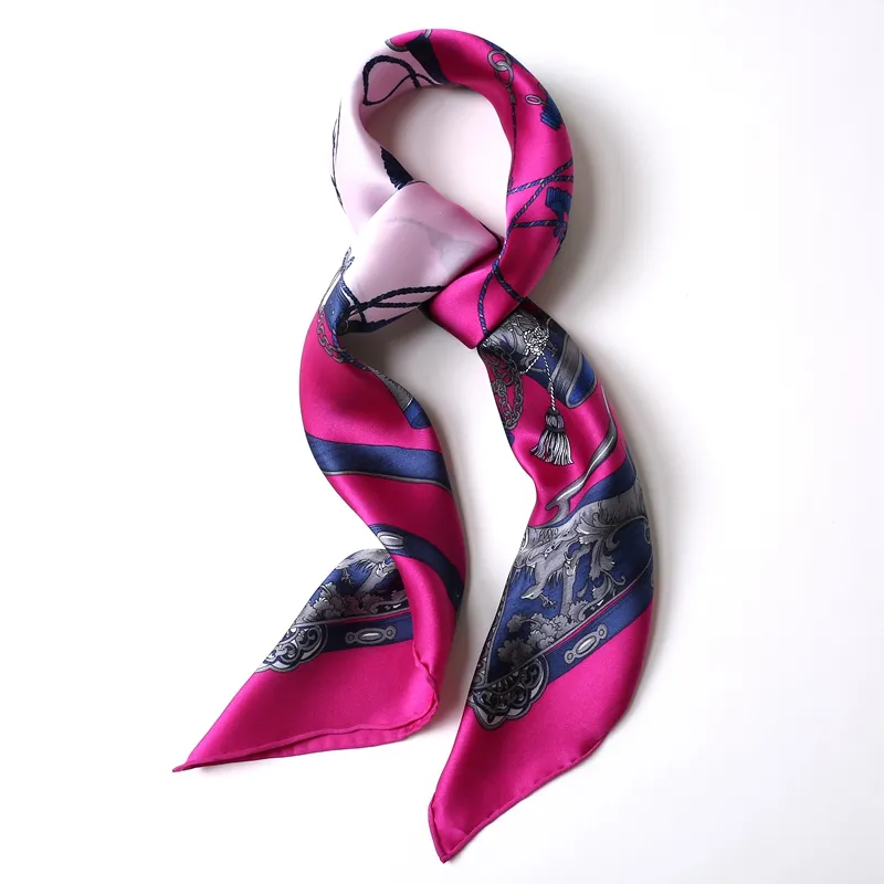 Gros-Printemps Grand Carré Foulard En Soie Châle De Luxe 100% Doux Satin Foulard En Soie Foulard Bords Roulés À La Main 88x88cm