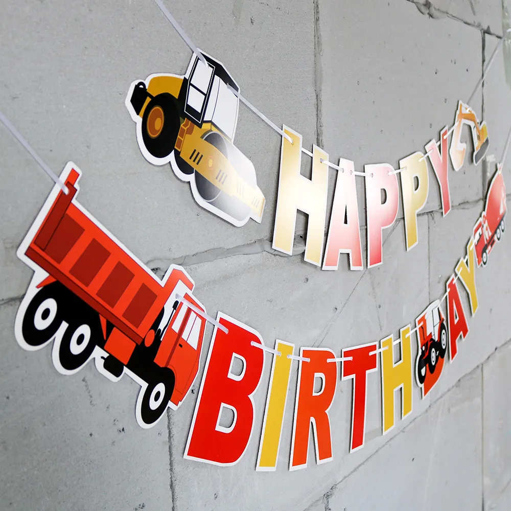 Bannière Anniversaire Camion Et Chantier - Décoration Fête Enfants - Joyeux Anniversaire