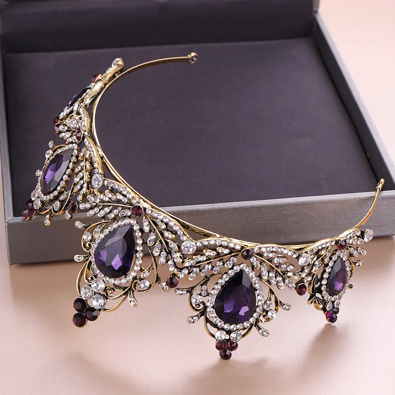 Purple Crystal Tiara & Jewelry Set For Wedding, Sweet 16, Formal Affairs & More Purple Crystal Bridal Jewelry Sets Women Tiaras Bride  main image 2