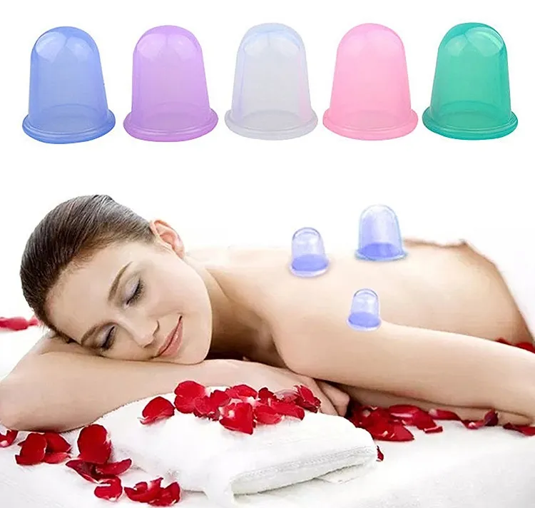 100Pcs Health Beauty Family Body Massage Helper Anti Cellulite Vacuum Silicone Cupping Cups Vacuum Suction Cup Fascia Massager 5.5*5.5cm