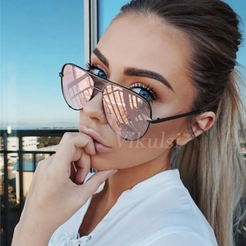 새로운 브랜드 디자이너 패션 선글라스 여성 대형 조종사 태양 안경 여성용 음영 루네스 펨 메이어