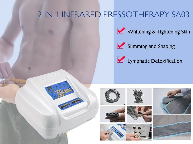 AIR WAVE الضغط FAR INGRARED presotherapy التخسيس DETOX ES600 الليمفاوية الجمال تدليك إزالة السموم اللمفاوية الجمال آلة