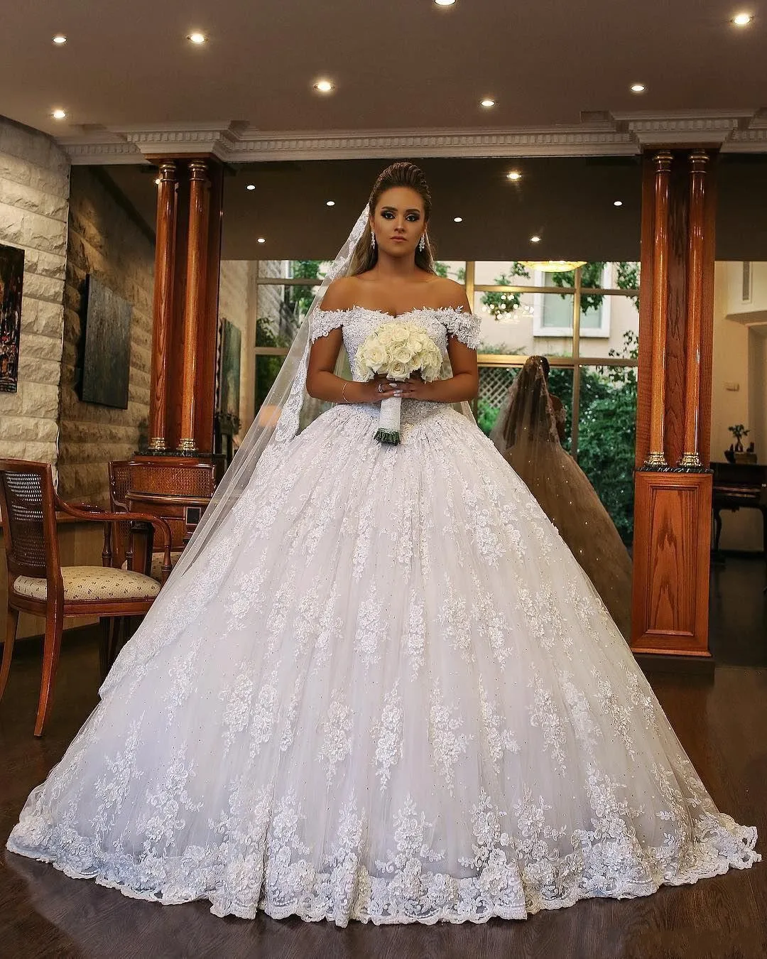 princess ball gown wedding dress plus size Sparkling Lace Plus Size Princess Ballgown Wedding Dress