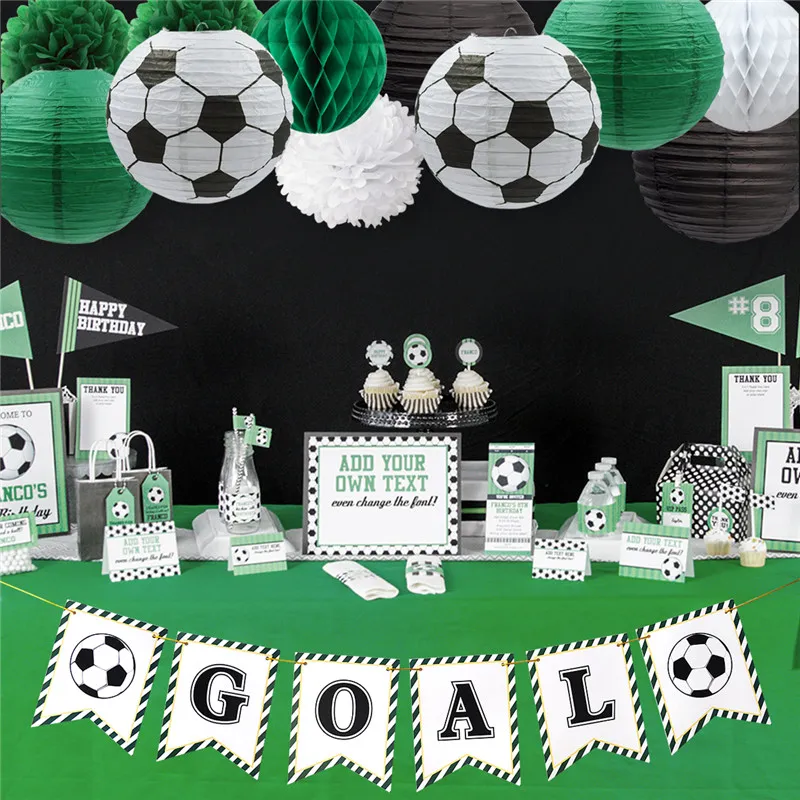 Nicro 17 pièces/ensemble but de Football fête décoration anniversaire  Football bricolage décor papier lanterne nid d'abeille fleur boule pompon #