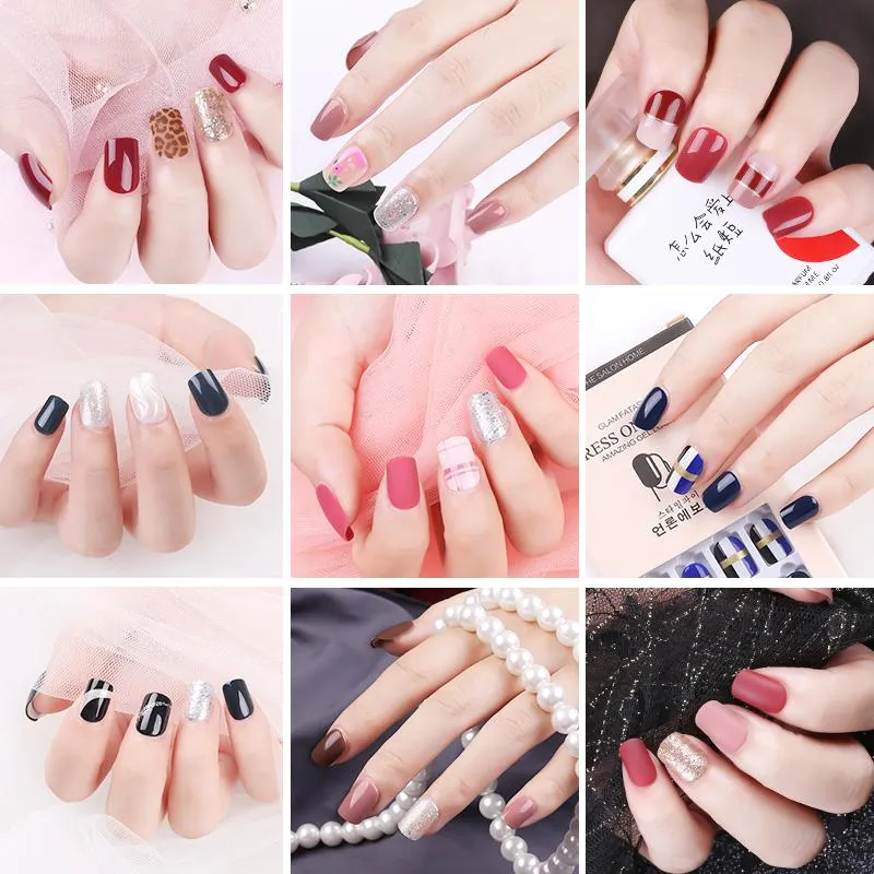 Çiviler Sanat Sahte Uzatma İpuçları Kit üzerinde dekore Tasarım Press için 30pcs Yeniden kullanılabilir Glitter Yanlış Nail Yapay İpuçları Seti Tam Kapak