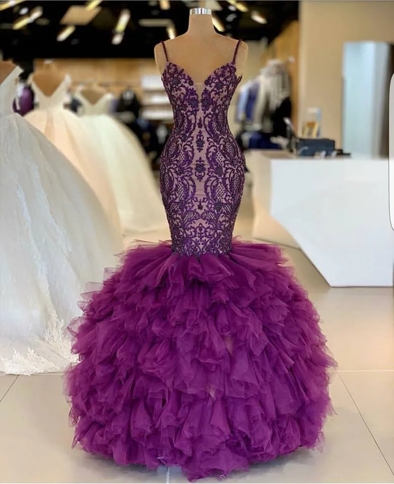 Gerçek Fotoğraf Tül Gotik Dantel Mermaid Mor Gelinlik Abiti Da Sposa 2019 Çin Ucuz Düğün Gelinlikler