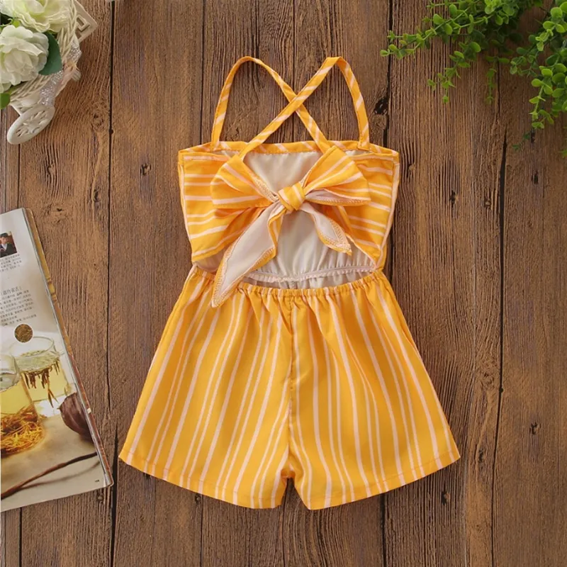 Yellow Loose Short Jumpsuit Fashion Cute Yellow Rompers Girls
