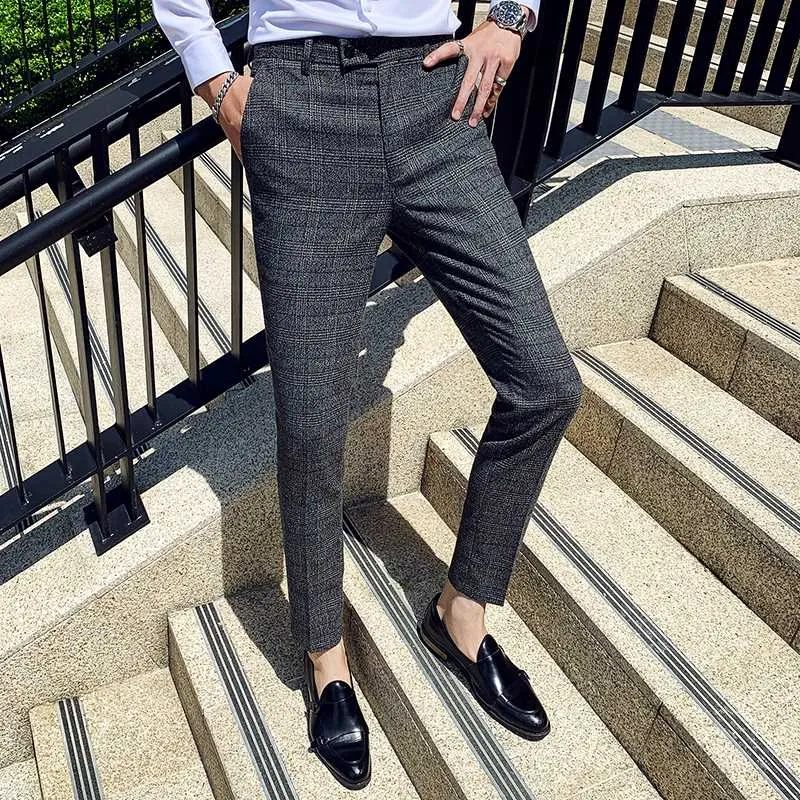 Mens Pants 2021 Pantalon Clasico Hombre Plaid Suit Trousers Wedding Office  Business Slim Fit From Tayler, $40.71