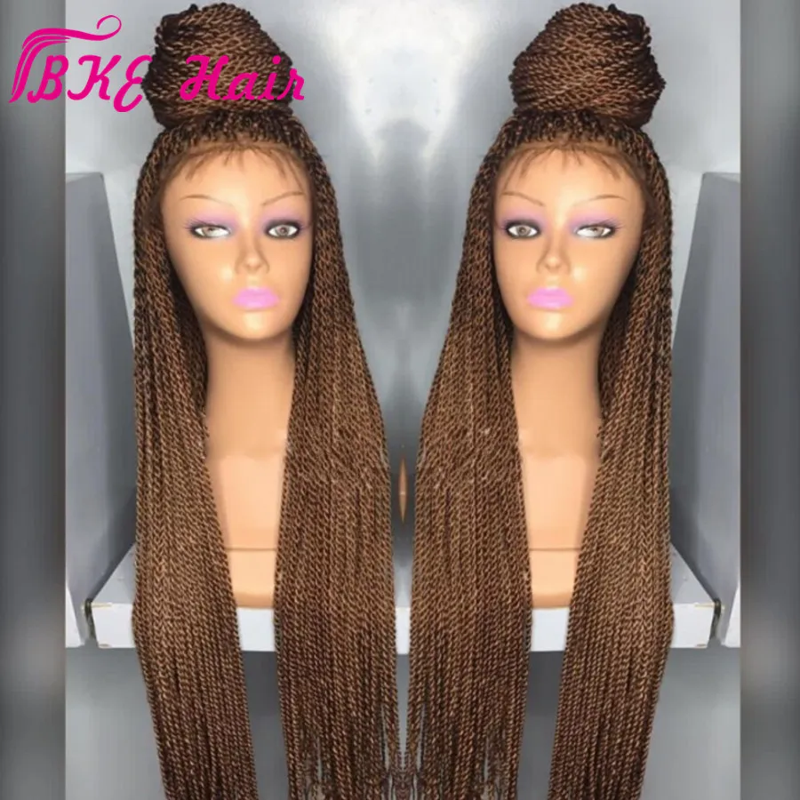 Senegalese Twist Wig: Black Burgundy Brown Crochet Braids 